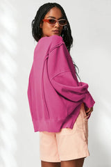 Oversized Contrast Trim Sweatshirt - View 18 | TEVQA