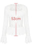 Measurement graphic showing 53cm length on a white lace top.