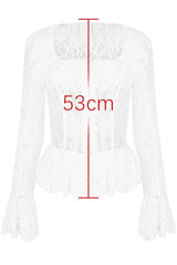 Measurement graphic showing 53cm length on a white lace top.