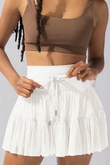 Pirouette Skort with Ruffled Tulle and Drawstring Waist - View 24 | TEVQA