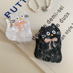 3.2 Inch Sweet Cat Acetate Hair Claw - Solid 29g Premium Clip