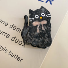 3.2 Inch Sweet Cat Acetate Hair Claw - Solid 29g Premium Clip