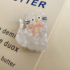 3.2 Inch Sweet Cat Acetate Hair Claw - Solid 29g Premium Clip