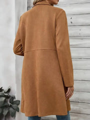 The Harper Faux Suede Mid-Length Coat - TEVQA