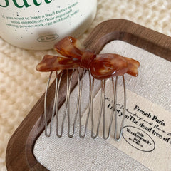 Small Acetate Bow Hair Comb Pin - 2.25 Inch