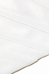 Aubrie Vintage Pearl Fringe Corset Top in cream satin - View 8 | TEVQA