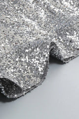 Silver sequin maxi dress with mock neck and fringe detail - View 15 | TEVQA
