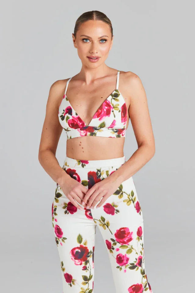 White three piece suit with red roses - View 7 | TEVQA