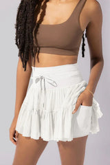 Pirouette Skort with Ruffled Tulle and Drawstring Waist - View 25 | TEVQA