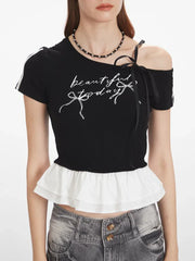 Ribbon Bow Asymmetric Top - View 6 | TEVQA