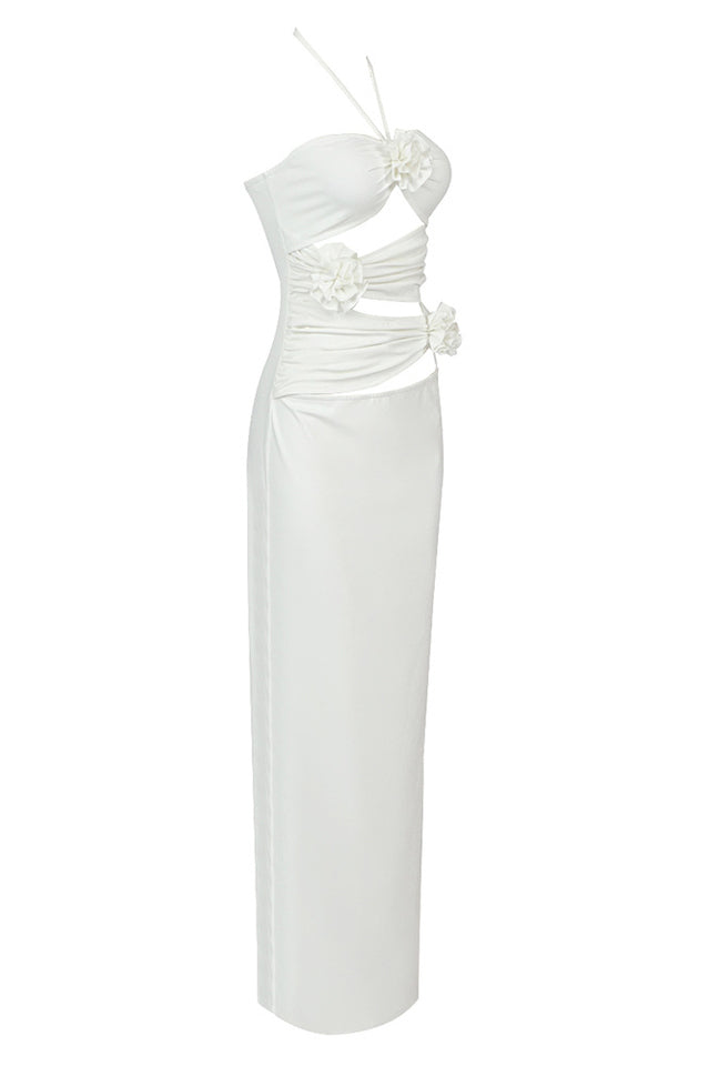 Halter Neck Cutout Ruched Maxi Dress | Dress In Beauty