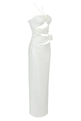 Halter Neck Ruched Maxi Dress - View 19 | TEVQA