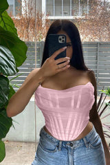 Seraphina Cream Mesh Corset Top - View 29 | TEVQA