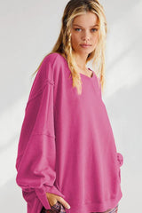 Oversized Contrast Trim Sweatshirt - View 20 | TEVQA