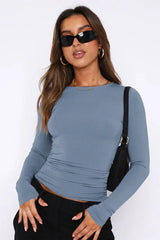 Fitted long sleeve crew neck top - View 12 | TEVQA