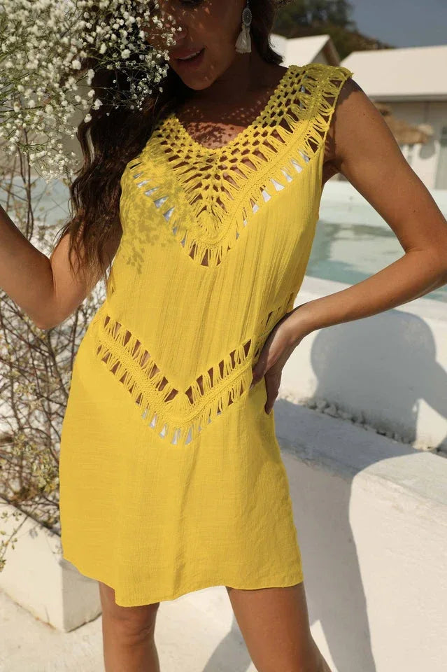 Openwork Knit Beach Cover-Up Dress - View 14 | TEVQA