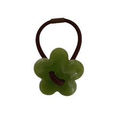 Retro Acetate Flower Charm Hair Tie - 1.25 Inch