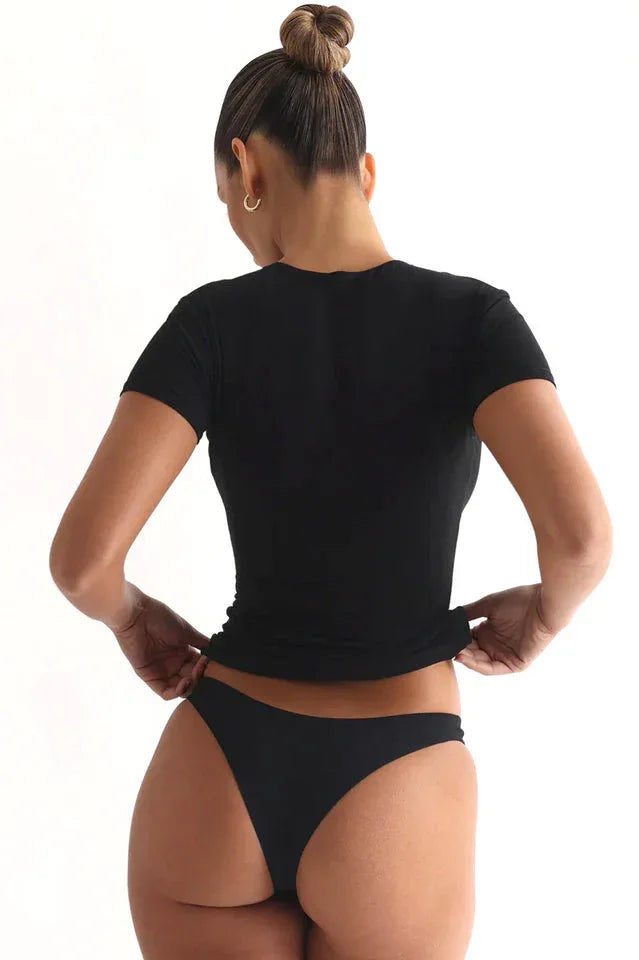 Fitted Crew Neck Baby Tee - View 24 | TEVQA