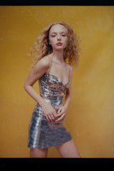 Draped Bra Mini Dress With Double Metal Ring | Dress In Beauty