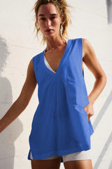 Relaxed V-neck tunic tank top - View 25 | TEVQA