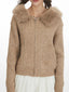 Oatmeal Faux Fur Hooded Cardigan - View 6 | TEVQA