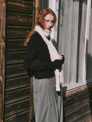 Wool Blend Cable Knit Skinny Scarf