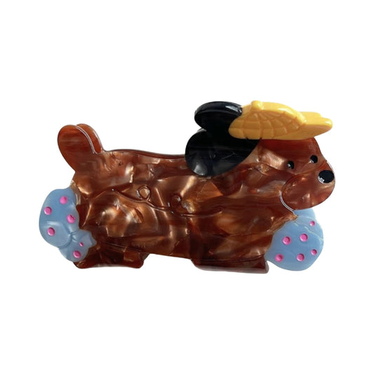 3.15 Inch Whimsical Poodle Acetate Hair Claw - Solid 25g Premium Clip