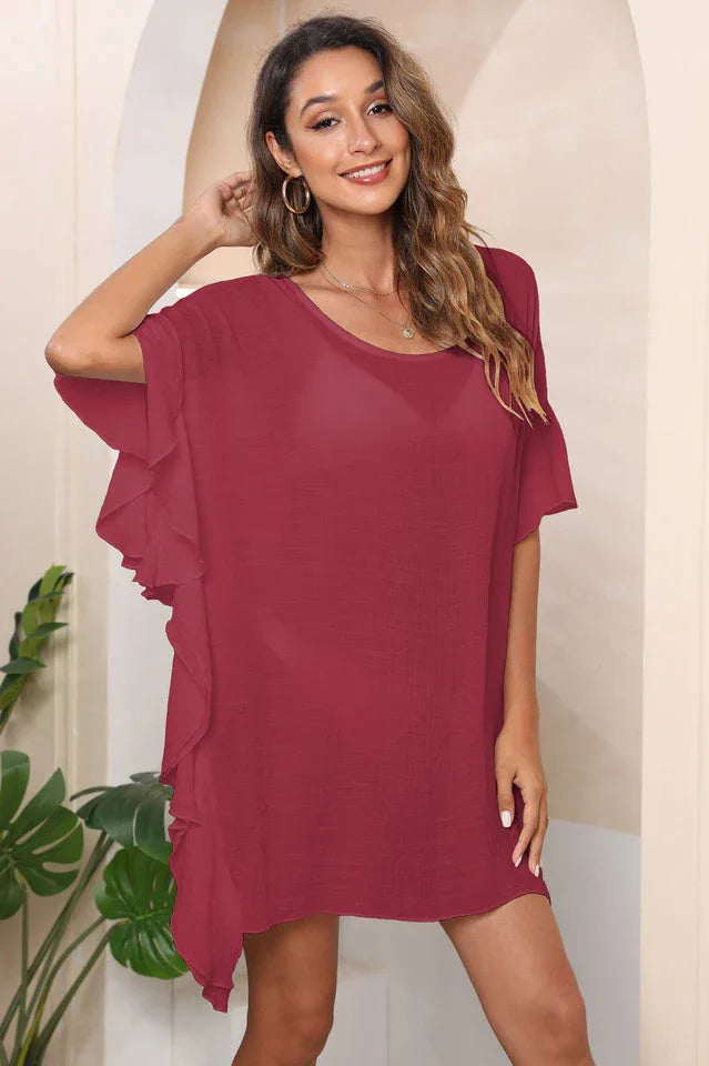 Ruffle Beach Cover Up Dress - View 17 | TEVQA