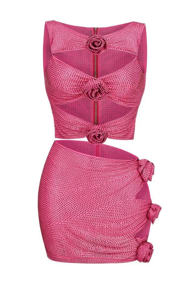 Sparkly Cutout Top and Ruched Skirt Set - View 18 | TEVQA