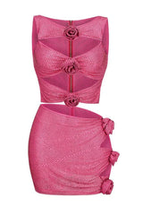 Sparkly Cutout Top and Ruched Skirt Set - View 18 | TEVQA