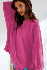 Oversized Contrast Trim Sweatshirt - View 21 | TEVQA