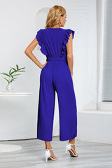 V-Neck Pleats Belted Jumpsuit | Dress In Beauty