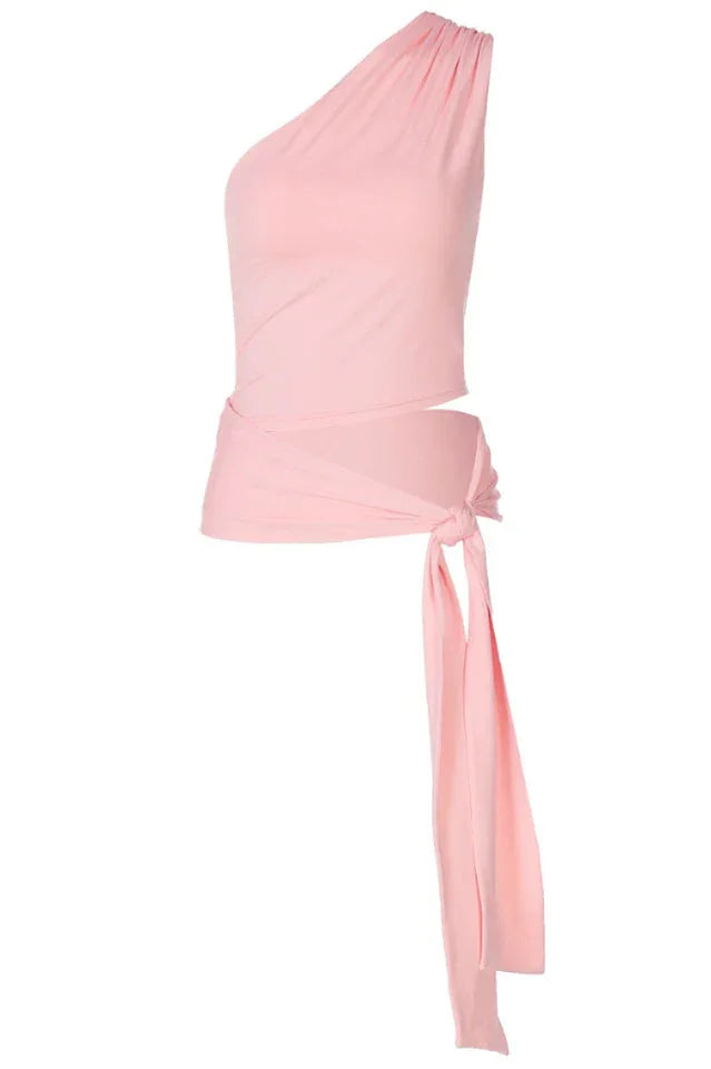 Chic One Shoulder T-Shirt - TEVQA