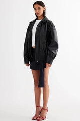 Vegan leather bomber jacket - View 10 | TEVQA