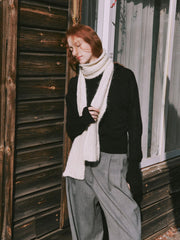 Wool Blend Cable Knit Skinny Scarf