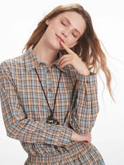 Preppy Plaid Elastic Waist Shirt Dress - View 6 | TEVQA