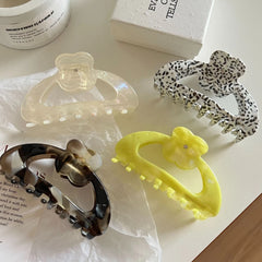 Acetate Arch Hair Claw Clip with Dainty Flower - 3.3 Inch