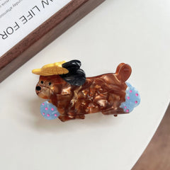 3.15 Inch Whimsical Poodle Acetate Hair Claw - Solid 25g Premium Clip