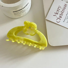 Acetate Arch Hair Claw Clip with Dainty Flower - 3.3 Inch - TEVQA