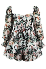 Floral shirred sleeve romper - View 19 | TEVQA