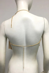 Sparkling Crystal Chainmail Crop Top - Backless Rhinestone Metal Mesh Cami - TEVQA