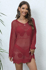 Long Sleeve Hollow Out Cover Up | Dress In Beauty