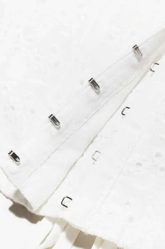 Bettina White Eyelet Corset Top - View 8 | TEVQA