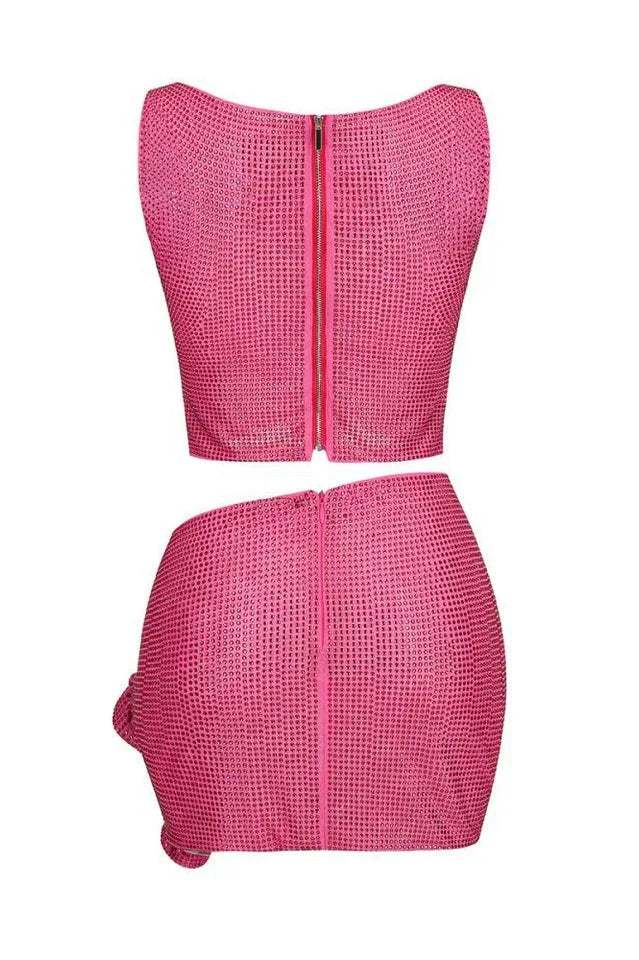 Sparkly Cutout Top and Ruched Skirt Set - View 19 | TEVQA