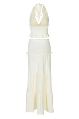 Elegant two-piece maxi skirt set with halter neckline and tiered skirt - View 16 | TEVQA