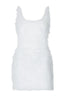 White fluffy mini dress on a white background.
