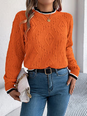 Khaki Textured Knit Sweater - TEVQA