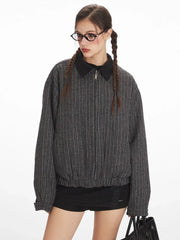 Vintage Reversible Plaid Bomber Jacket - TEVQA