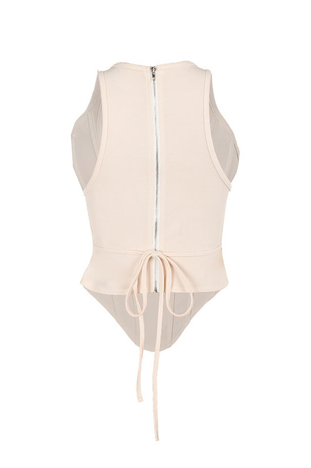 Zipper Tie-Up Corset Waist Tank Top | Dress In Beauty