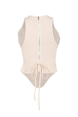 Beige Sculpting Corset Waist Tank Top - TEVQA